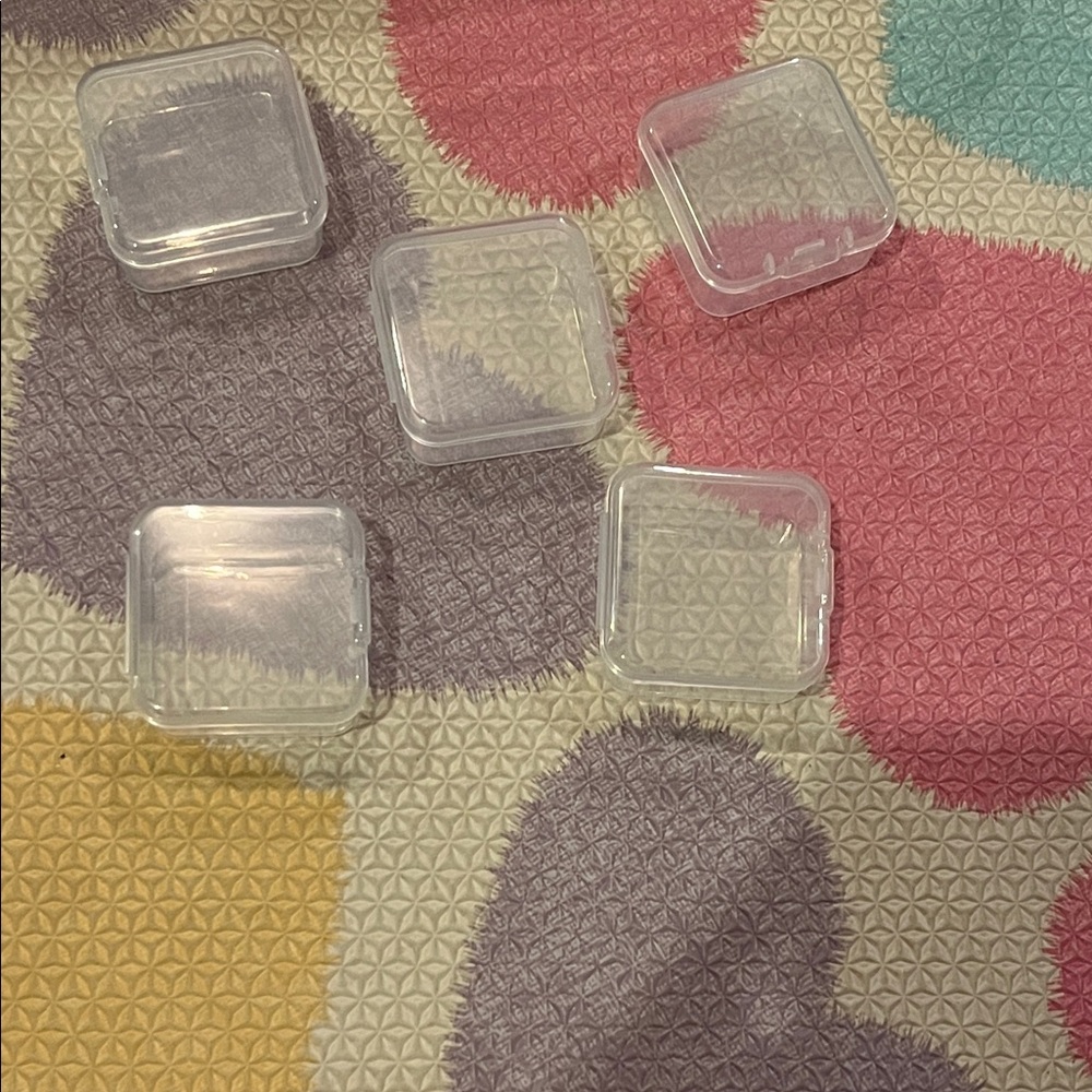 Clear Small Square Plastic Jewelry or Bead Storage Boxes - Set of 5